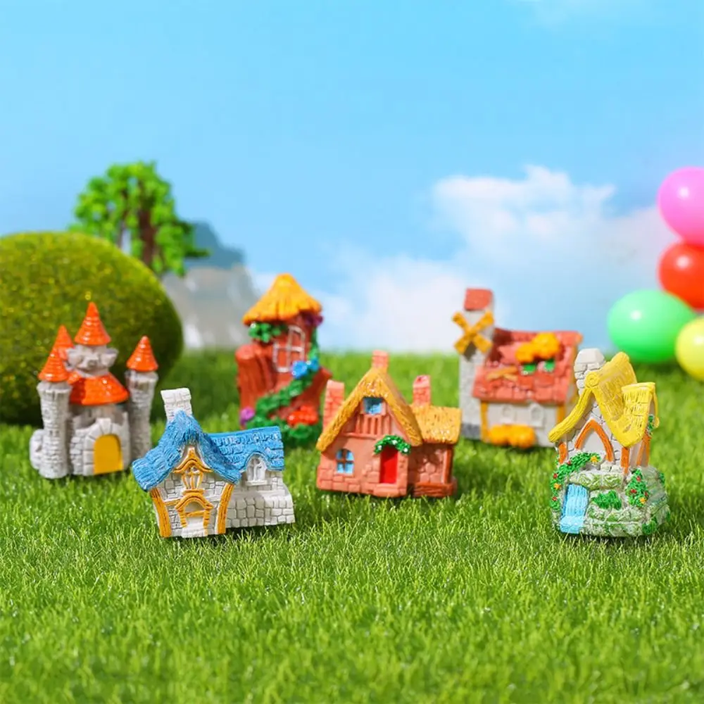 Multicolor Miniature Castle Creative Fairy Garden Resin Desktop Knick-knack Home Decor Doll House Mini European Villas