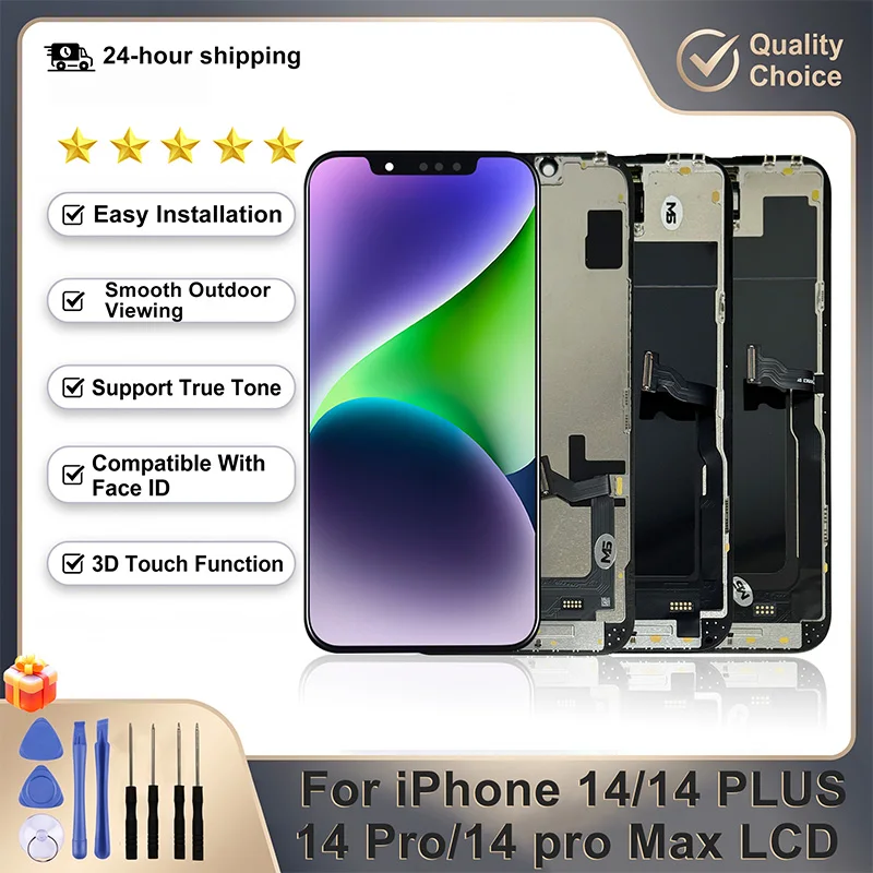 New OLED For iPhone 14 LCD 14 Pro Display 3D Touch 14 Pro Max Screen 14 Plus Display Replacement Parts Ture Tone Incell LCD