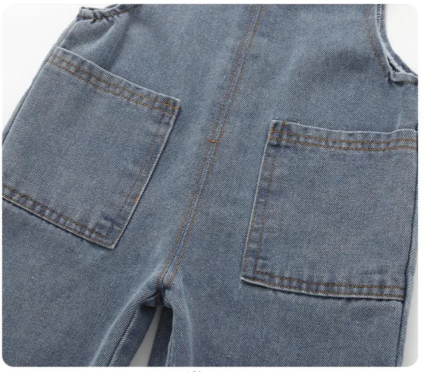 2026 Neue Koreanische Version Weicher Gewaschener Denim Kinder-Overall Jungen und Mädchen Vordertasche Einfarbig Integrierte Hose 0-5 Jahre – Detail 8