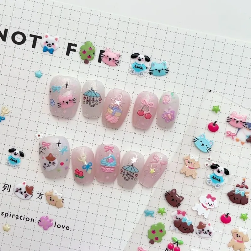 1 Sheet Kawaii Cartoon Animal 5D Puffy Dog Cat Stickers Retro DIY Craft Scrapbook Decals for Laptop Phone Case view 2
