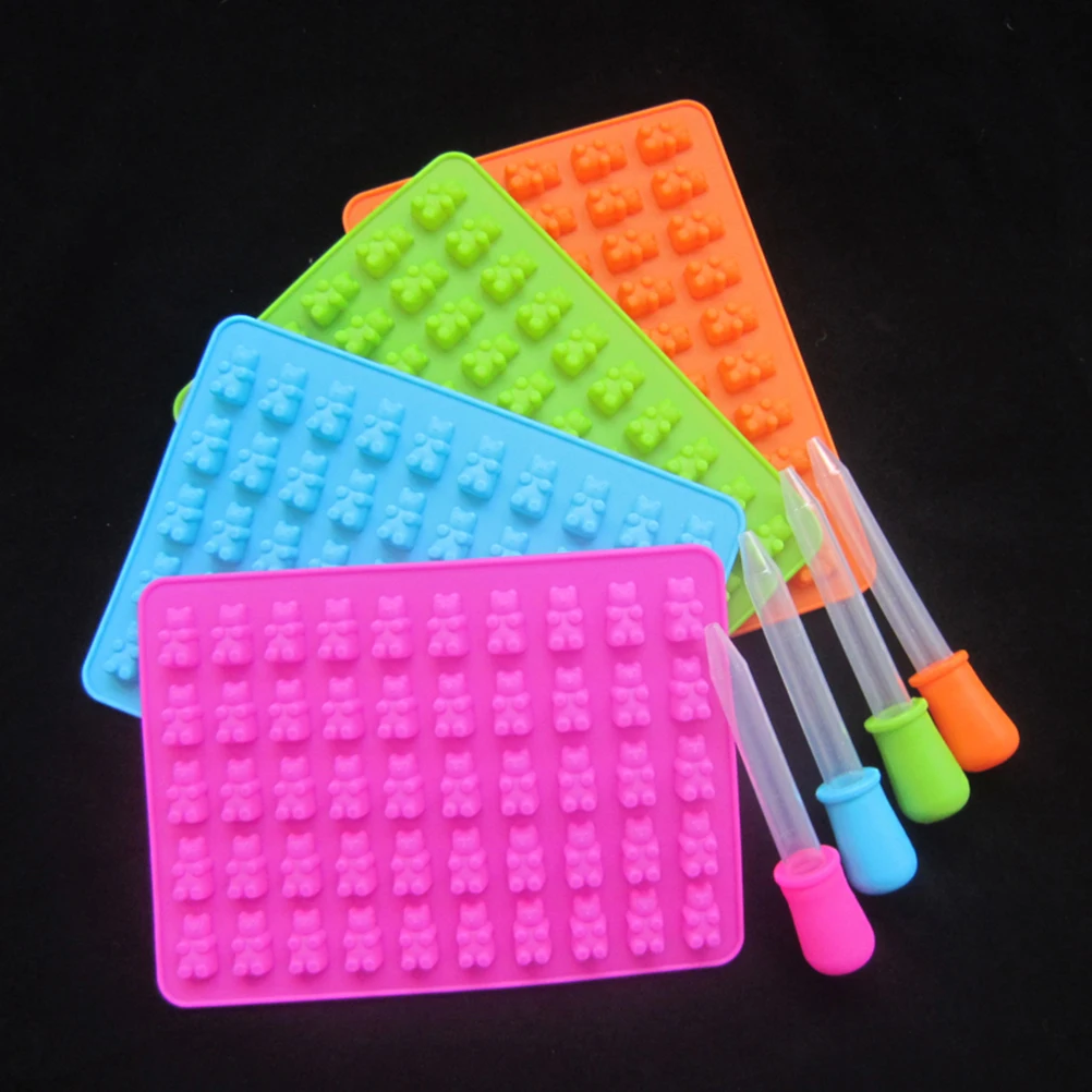 

50 Lattices Chocolate Mold Silicone Bear Molds Animal Shaped Pans Blue Food Grade Heat Resistant Non Toxic Versatile