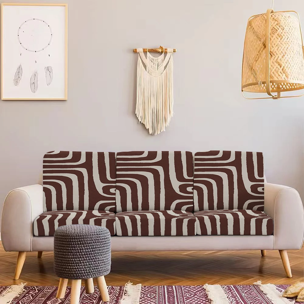Summer Outdoor Geometric Print Sofa Cover, Stretchy Milk Silk Couch Protector, Pet - Friendly, Washable & N