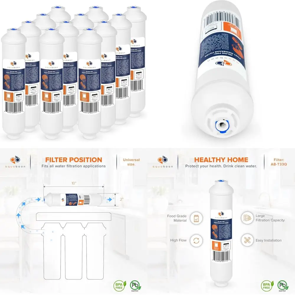 

Inline Post Carbon Water Filter for Refrigerator and Ice Maker, 12-Pack, 1/4 Water Line Compatible