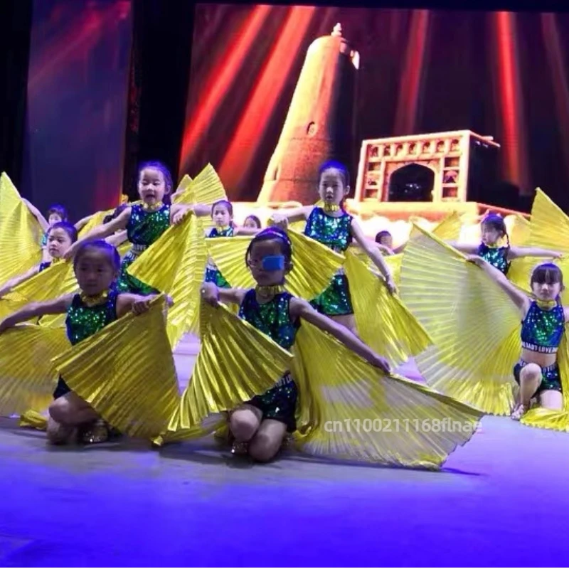 Asas de dança do ventre roupas egípcias orientais adultos crianças mulheres ouro, acessórios de dança do ventre asas isis vara