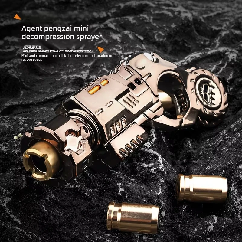 Miniatuur metalen speelgoedpistool voor stressverlichting, fidget toy met uitwerpsysteem, roller spinner, mechanische slider, ratel, antistress gadget
