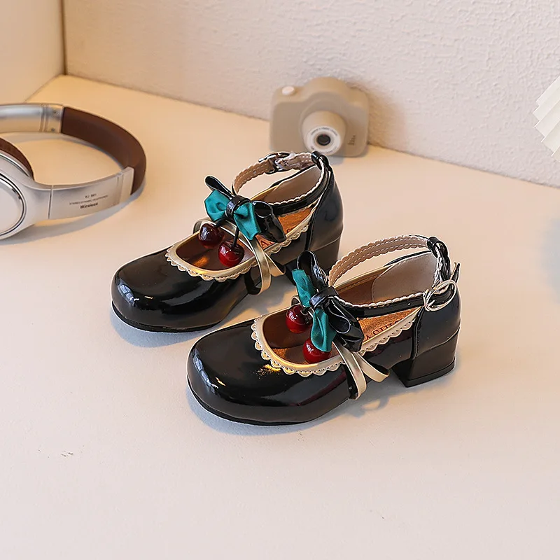 أطفال حذاء كاجوال أحذية من الجلد جولة تو الأحذية الجلدية الأميرة القوس الربيع أحذية للفتيات المضادة للانزلاق الوردي حذاء أحمر حجم 26-35