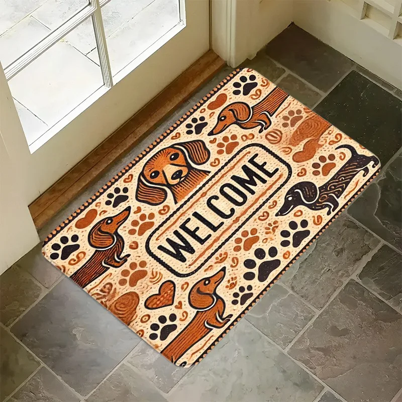 

1PC Duchshund Welcome Home Door Mats Kitchen Rugs Non-Slip Pop arts Living room Rugs Bath Mat Carpet for Home Sink Laundry Decor
