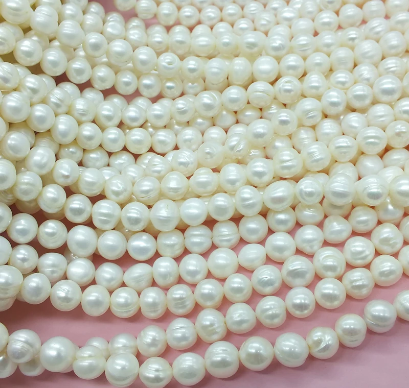 10 shares  9MM white natural freshwater pearl, DIY, loose beads, potato pearl 15