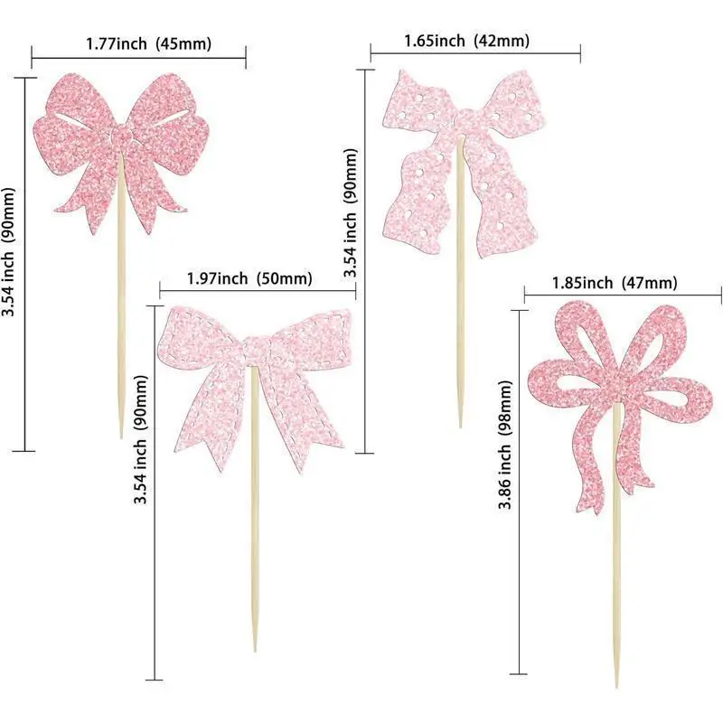 

Cisas loween Pink Bow Cupcake Toppers 24 Pcs Baking Cake Decoration Supplies Easy to Match Any Color Cakes