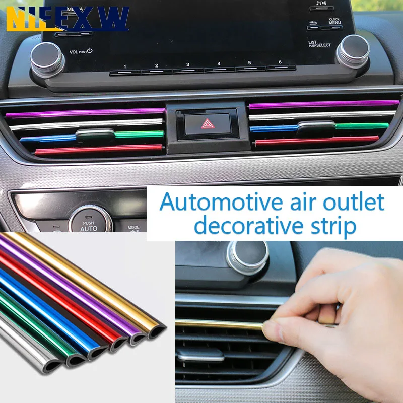 Car Air Conditioner Outlet Decorative U Shape Chrome PVC Colorful Shiny Trim Strip for Car Door Edge Corner Protector Decoration