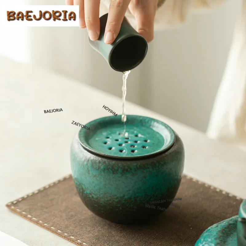 Kiln Fambe Turquoise Jianshui Vintage Washing Cup Bowl Writing-brush Washer Water Washing Slag Tank Chaxi Chinese Tea Set Craft