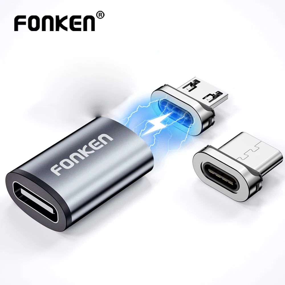 

Fonken Magnetic Cable Connector Mobile Phone Cable Adapter Micro USB Magnetic Tips Magnet Charger Plug Type C Magnetic Adapter