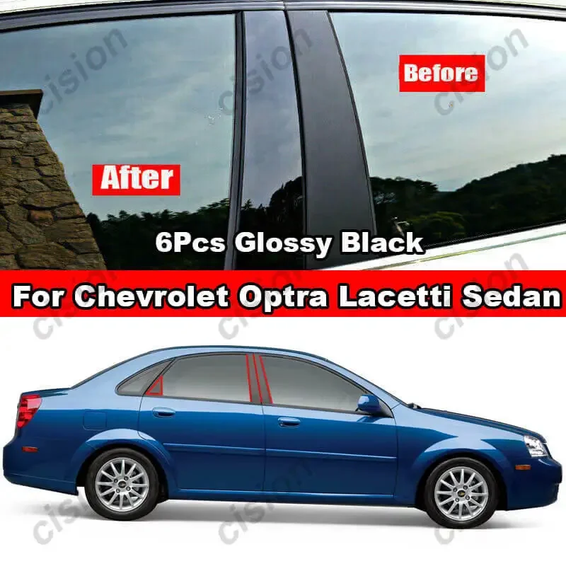 6Pcs Car Door Window Column B C Pillar Post Cover Trim PC Sticker For Chevy Optra Lacetti Estate Nubira Daewoo Viva Gentra Sedan