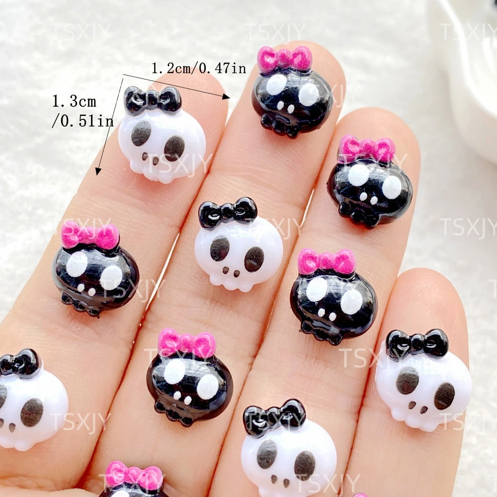 30Pcs Mixed Resin Cartoon Cute Halloween Skeleton Series Charms Rhinestones DIY Craft For Nail Decorations Bows Accessories