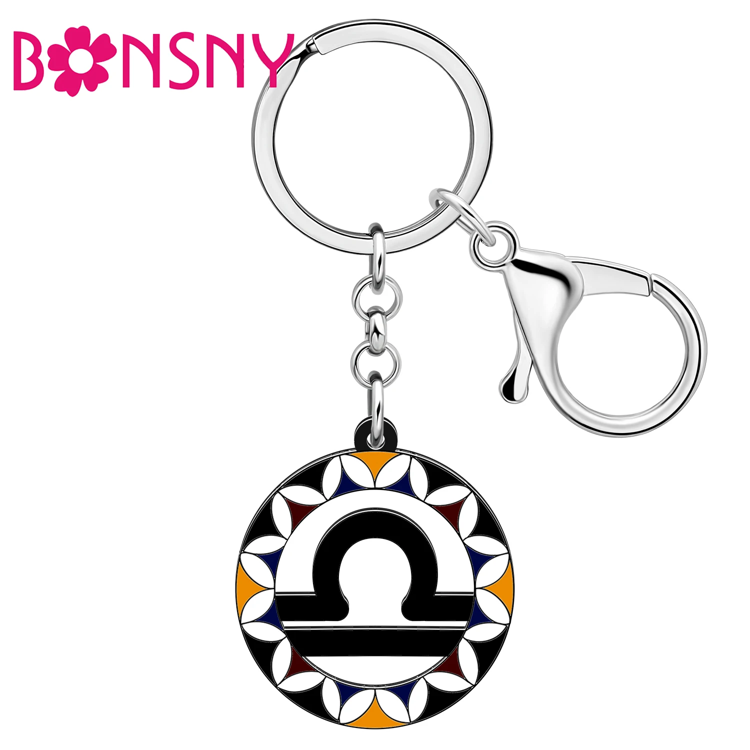 BONSNY akrilik zodyak anahtarlıklar Libra takımyıldızı doğum günü hediyeleri arkadaşlar gençler kızlar için araba sırt çantası anahtarlık takı