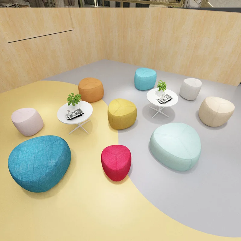 Minimalist Modern Company Clothing Store Rest Area Lobby Creative Shaped Pebble Leisure Office Sofa and Stools