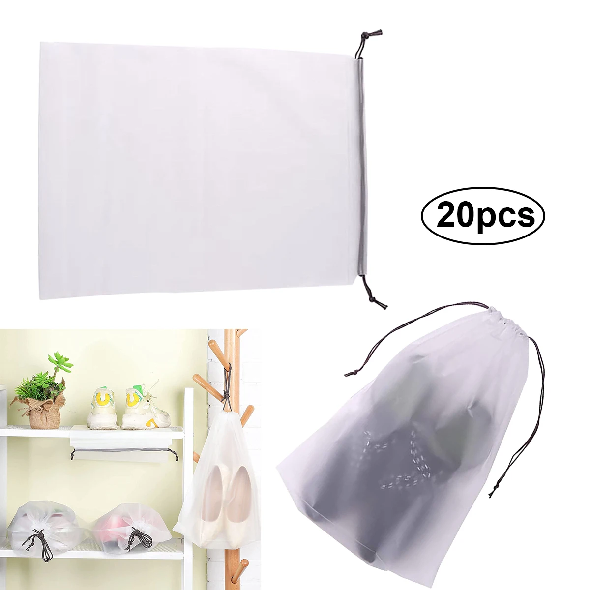 

20pcs HOT Transparent Frosted Drawstring Bags Travel Waterproof Makeup Pocket Clothes Portable Underwear Organizer Pouch Bag