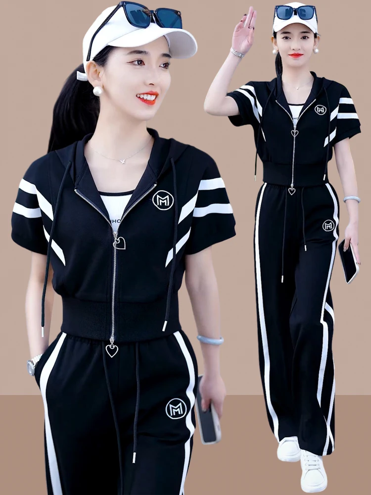 

Summer 2026 Slim Fit Ladies Sportswear Set Casual Stylish Two-Piece Anti-Aging Trendy plus Size Fashionable Sportswear Ensemble