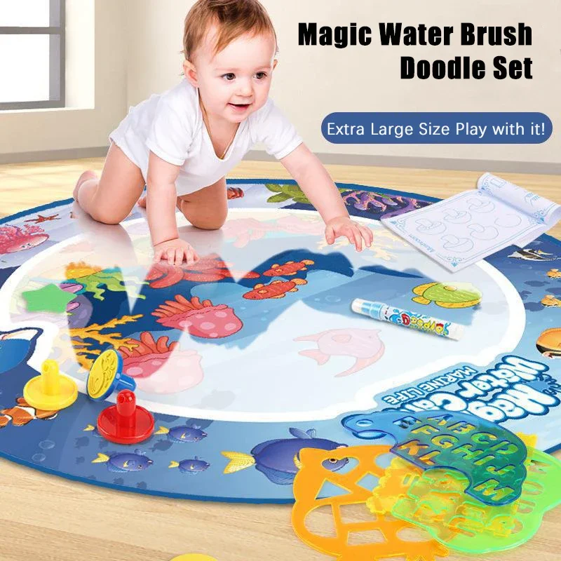 100x80CM Magic Water Drawing Coloring Doodle  Mat Washable Coloring Doodle With Reusable Magic Pens Mat Kids Educational Toys