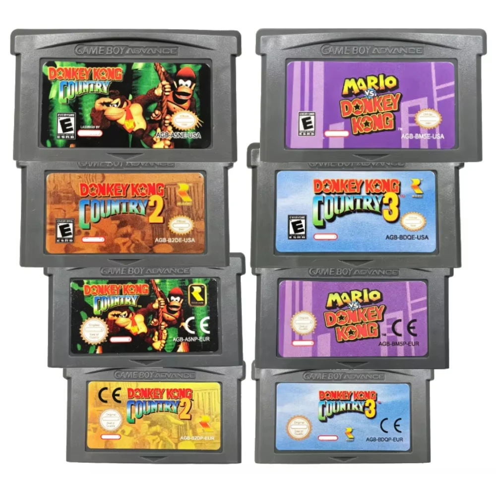 GBA Game Card Donkey Kong Country 1 2 3 Vs Adventure Gameboy Advance Cartridge English Retro Platformer Action Collection Gift ﻿