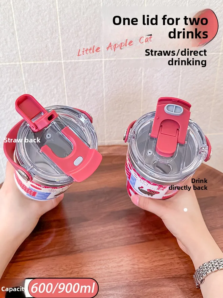 

Portable Insulated Stainl Steel Water Bottle Large Capaci St Coffee Cup Dual Use Cold Proof for Students And Ladies