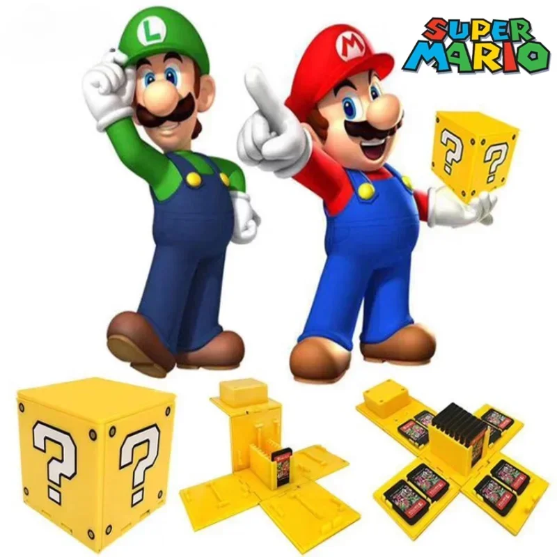 

Super Marios Bros 16 in1 Cube Game Card Box Compatible with Nintendo Switch Anime Card Storage Organizer Case for Switch OLED