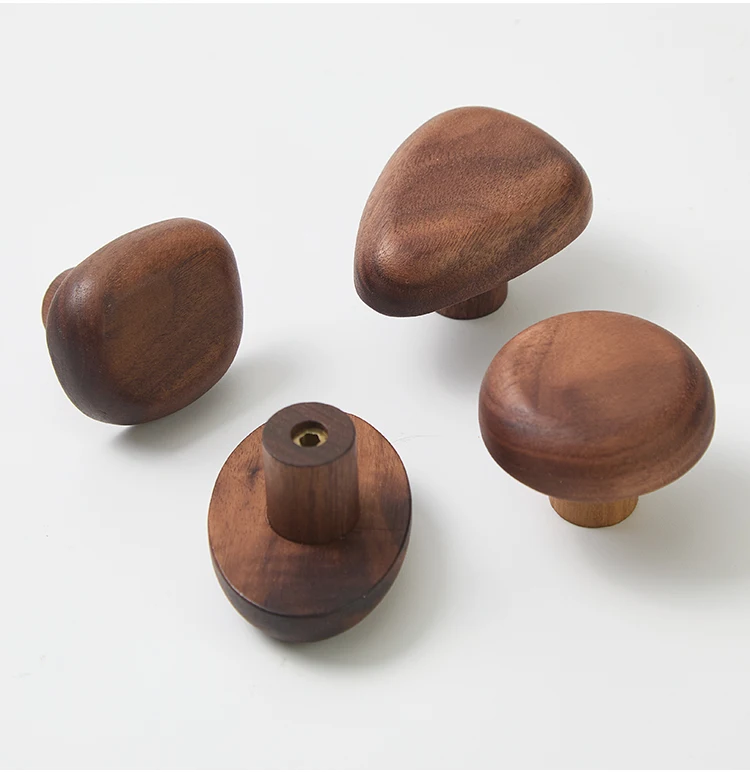 Scandinavian Solid Wood Handle Clothes Hook Coat Hook Wall-mounted Hook Punch-free Door Clothes Hanger Pebble Shape Cabinet Door
