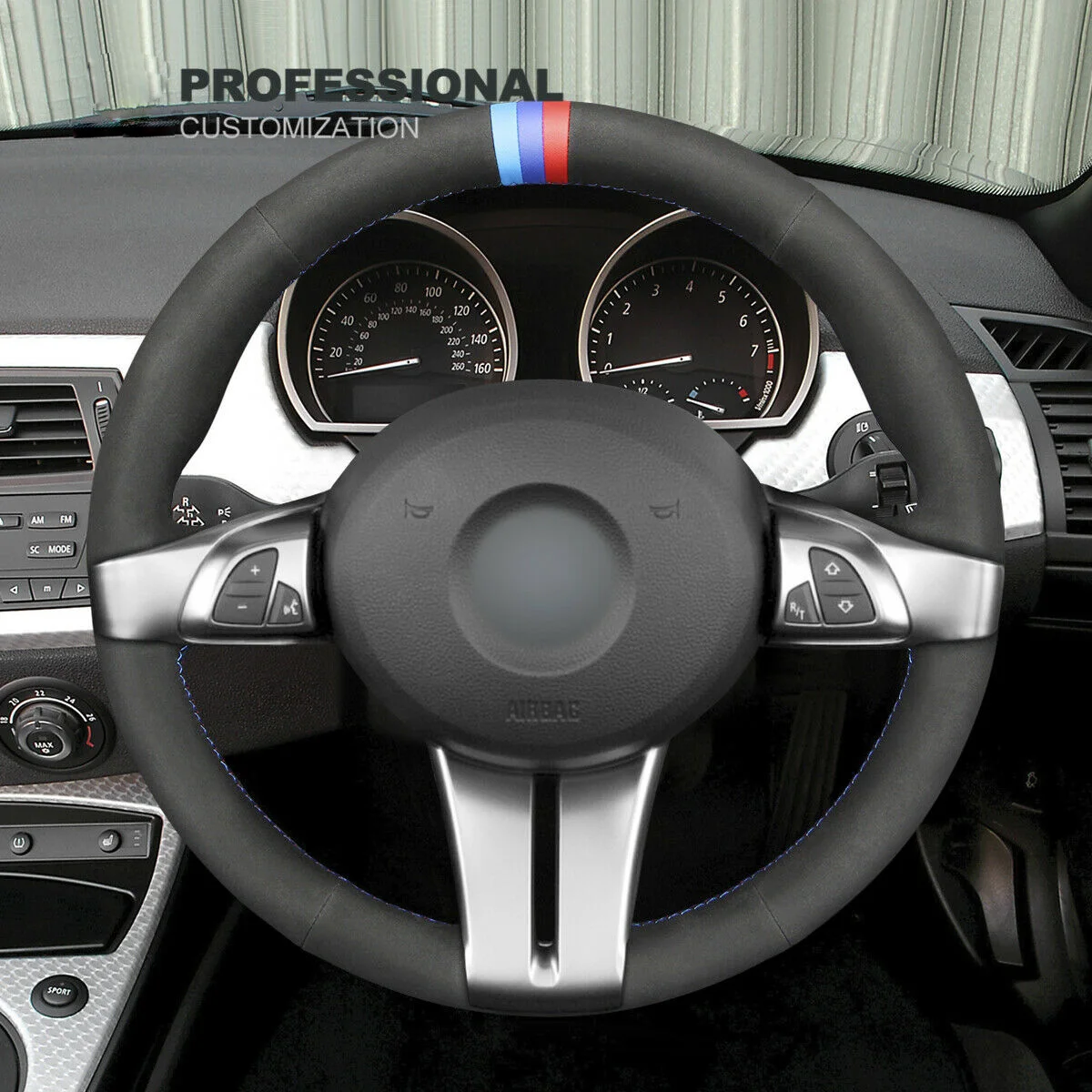 Black Synthetic Suede Car Steering Wheel Cover For BMW Z4 E85 E86 2003 2004 2005 2006 2007 2008 Car Interior Accessories