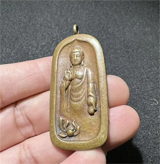 Old Antique Tibetan handmade Copper Shakyamuni  amulet