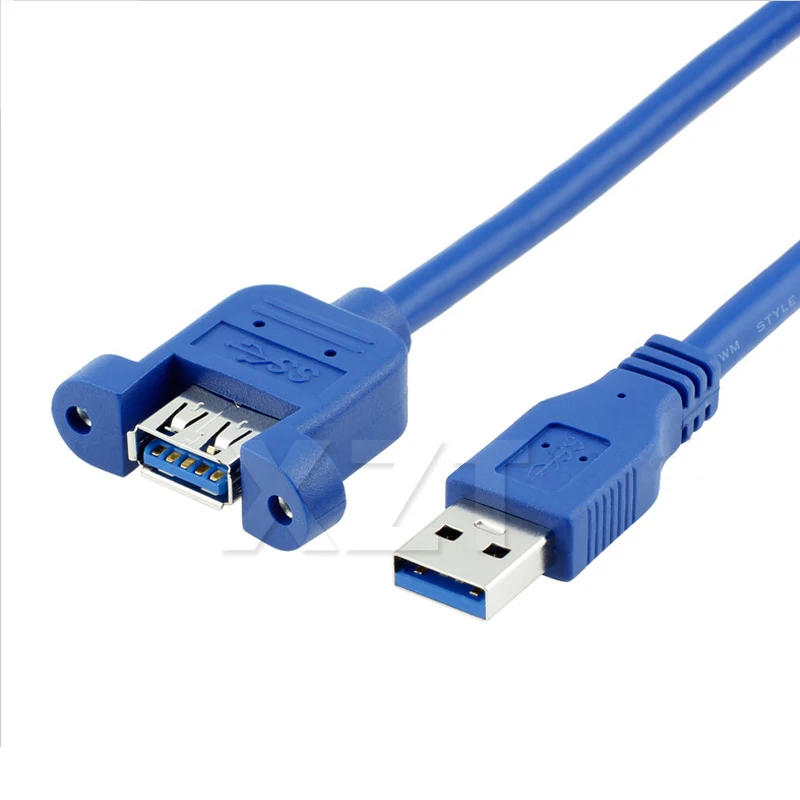 USB 3.0 Male to Female Extension Cable Wire Computer Host Panel Mount Screw USB Connector Adapter