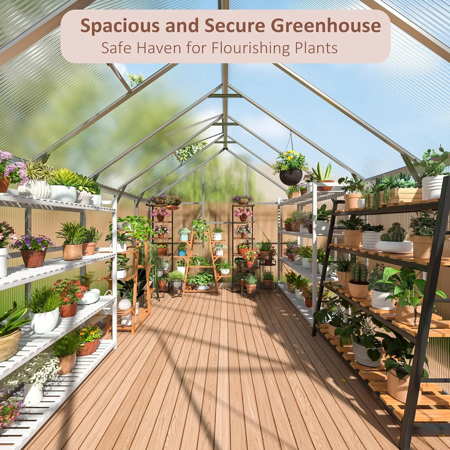 8×12 FT Walk-in Polycarbonate Greenhouse for Outdoor, Customized