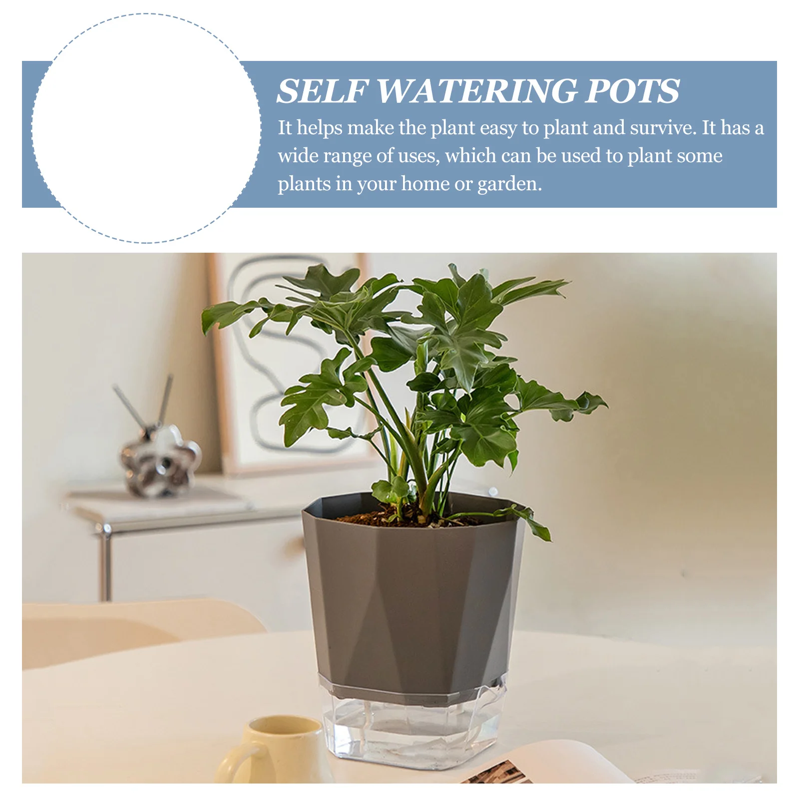 

3 set Self Watering Planters Automatic Water-Absorbing Flower Pot Double Layer Design For Indoor Outdoor Plastic Bonsai Pots