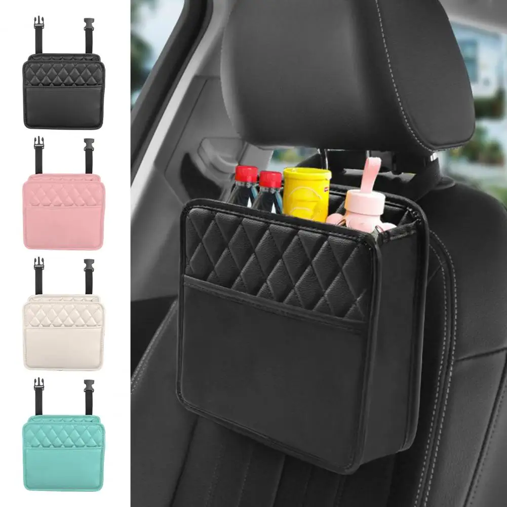 Car Seat Storage Bag Waterproof Artificial Leather Hanging Organizer Stain-resistant Storage Car Accessories for SUV Truck Backs