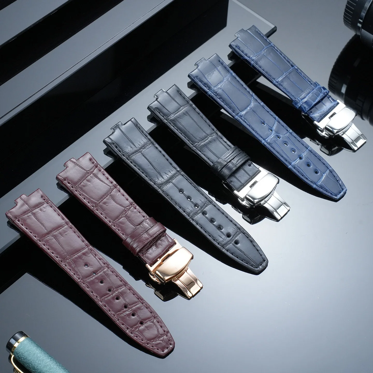 For Vacheron Constantin Overseas 4300V, 4500V, and 5500V Series: Genuine Alligator Leather Strap for Men, 24mm x 7mm