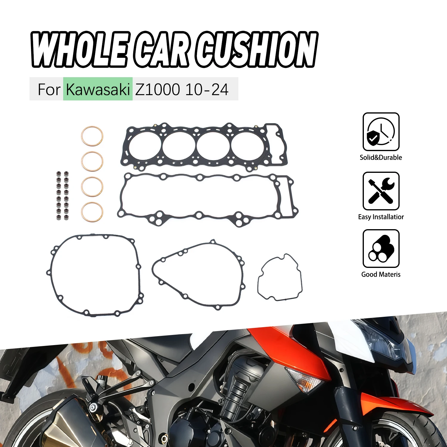 

Engine Full Gasket Oil Pan Gaskecase Cover Kit For Kawasaki Z1000 2010-2024