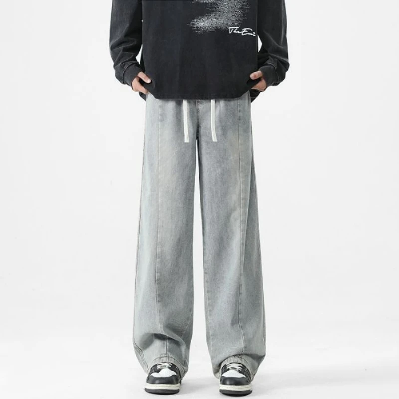 

Мужские джинсы Прямые брюки Удобные широкие брюки Весна и осень Новые стили Свободные синие повседневные брюки High Street