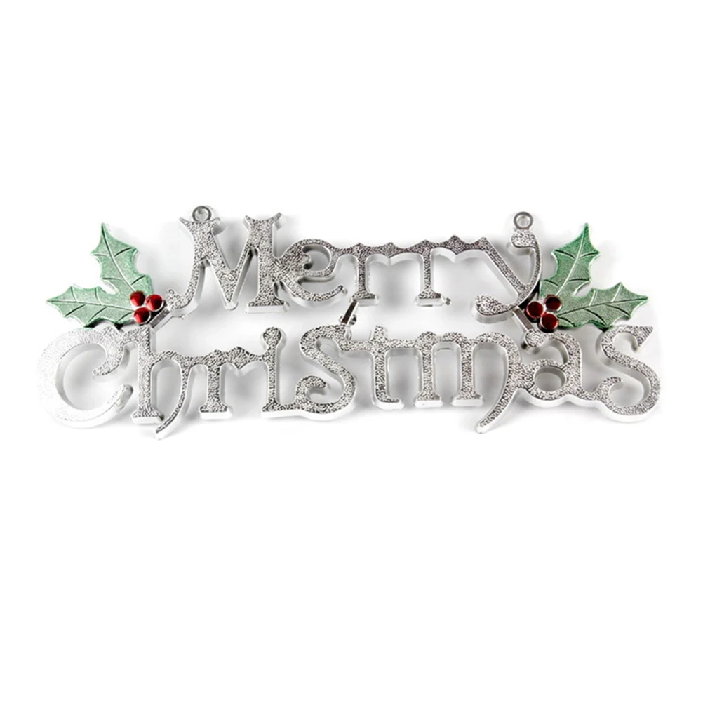 

1pcs Christmas Letter Decoration Silver Xmas Tree Hanging Ornament For Home Office Restaurant Holiday Decorations Reusable