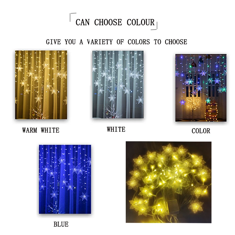 3.5M Christmas Lights LED Fairy String Lights Snowflake Curtain Garland Waterproof For Holiday Party Xmas Decoration 2026