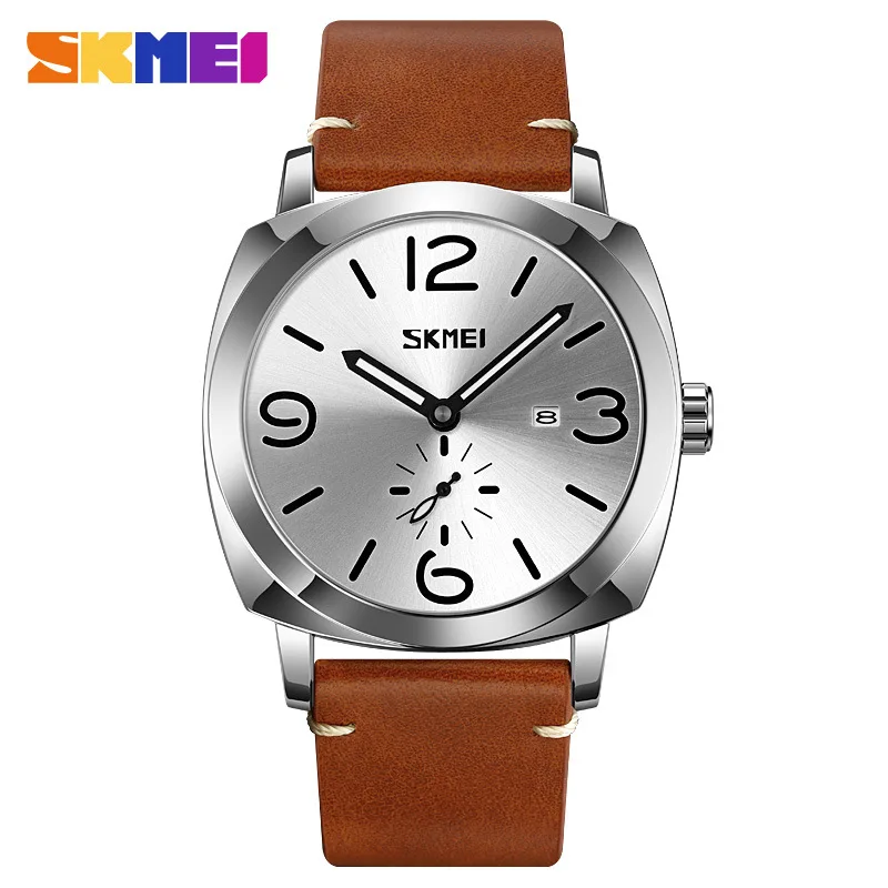 SKMEI Top Brand Quartz Wristwatches For Men Waterproof Shock Resistant PU Leather Strap Date Watch Mens Clock Masculino 9305