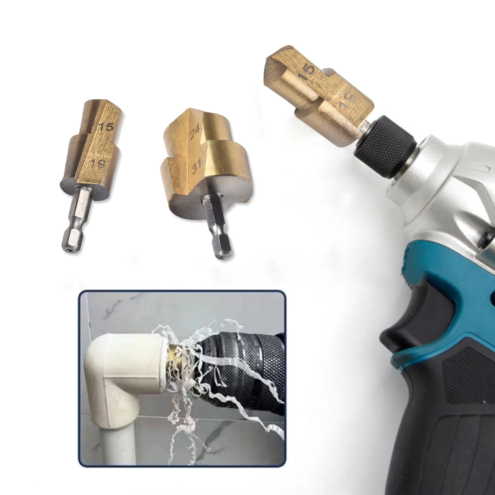 

Expansion Drill Punch Plumber Drill Punch Water Pipe Installation Gold Gold Color Not Easy To Slip Stable Clamping