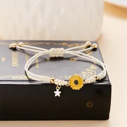 Coreano carino girasole bracciali per le donne ragazze margherita fiore fascino corda tessuta braccialetto fortunato amicizia gioielli fai da te regali alla moda