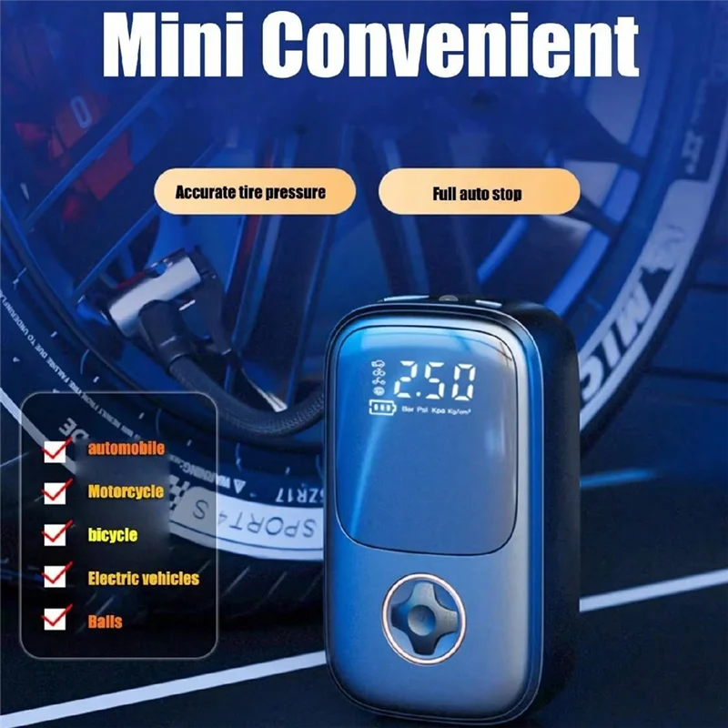

Cordless Electric Air Compressor Rechargeable Tire Pump Auto/Moto/Bike/Bicycle Car Air Inflator