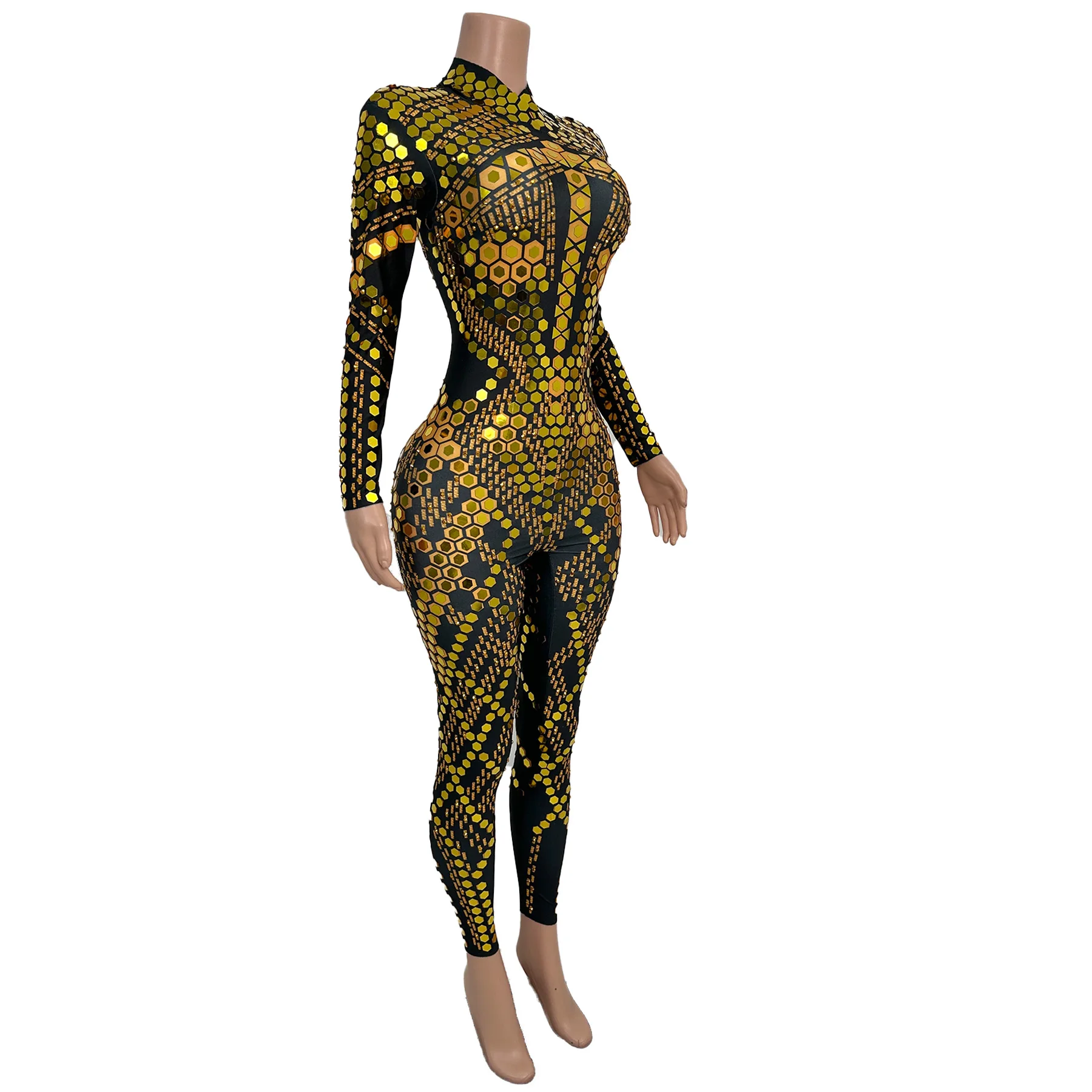 

Sexy Long Sleeves Glitter Sequin Women Jumpsuit Night Club Party One Piece Bodysuit Ladies Rompers Dance Show Festival Outfit