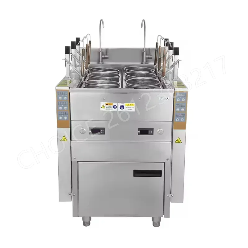 6 Heads Automatic Lift-Up Gas Noodle Cooker Commercial Industrial Noodle Boiler Machine Pasta Cooker Intelligent Energy Saving