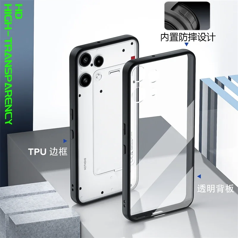 Für Nothing Phone 3A Lite Transparente PC+TPU-Handyhüllen für Nothing Phone 3A Lite Matte Acryl Hard Shockproof Cover Bumper