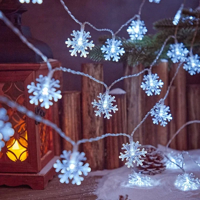 Christmas White Snowflake LED String Lights, USB Powered Plug in Fairy for Xmas Tree Home Bedroom Window Party Decor Gift