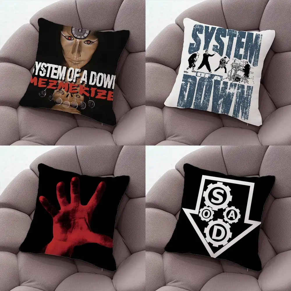 

S-System Of A Down Toxicity Pillow Case Silky Short Plush With Invisible Zipper Dustproof Sofa Cushion Cover For Home Decor