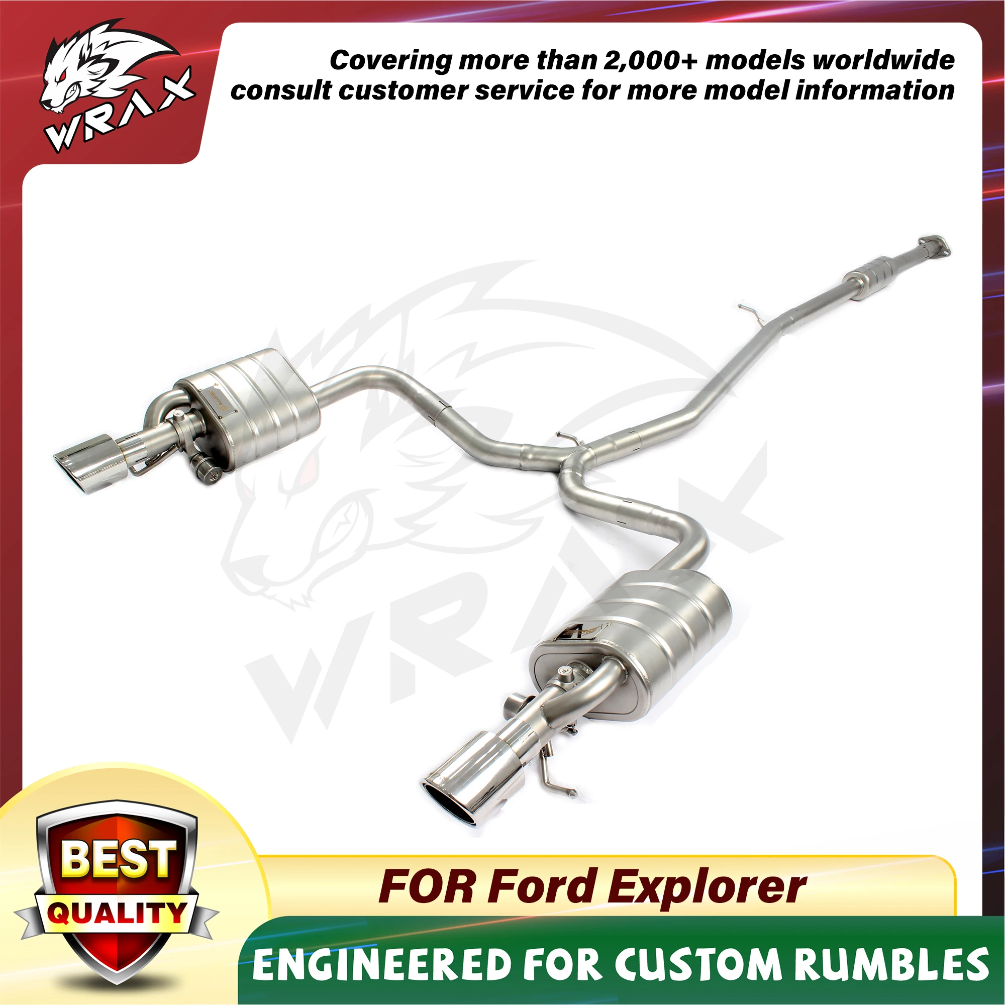 

[WRAX Exhaust Custom product] For Ford Explorer Catback stainless steel exhaust system muffler valve control Resonant tube