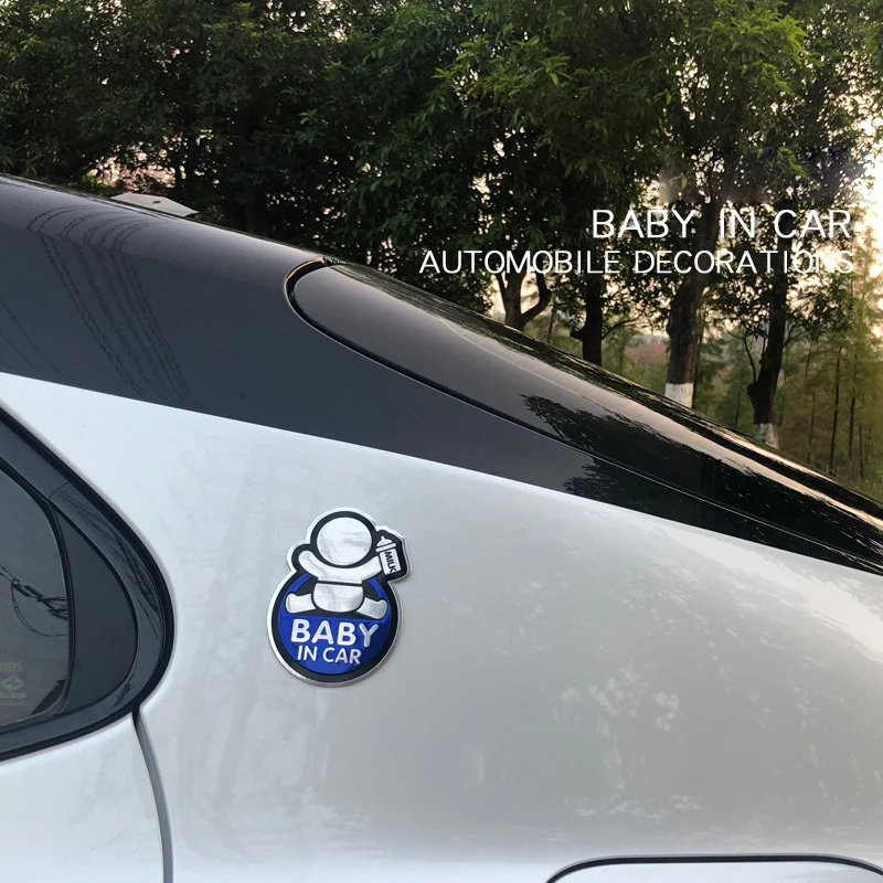 Baby in Car Sticker Baby on Board Car Aluminum Sticker for Nissan X-TRAIL Qashqai Skoda Octavia Fabia Renault Clio D