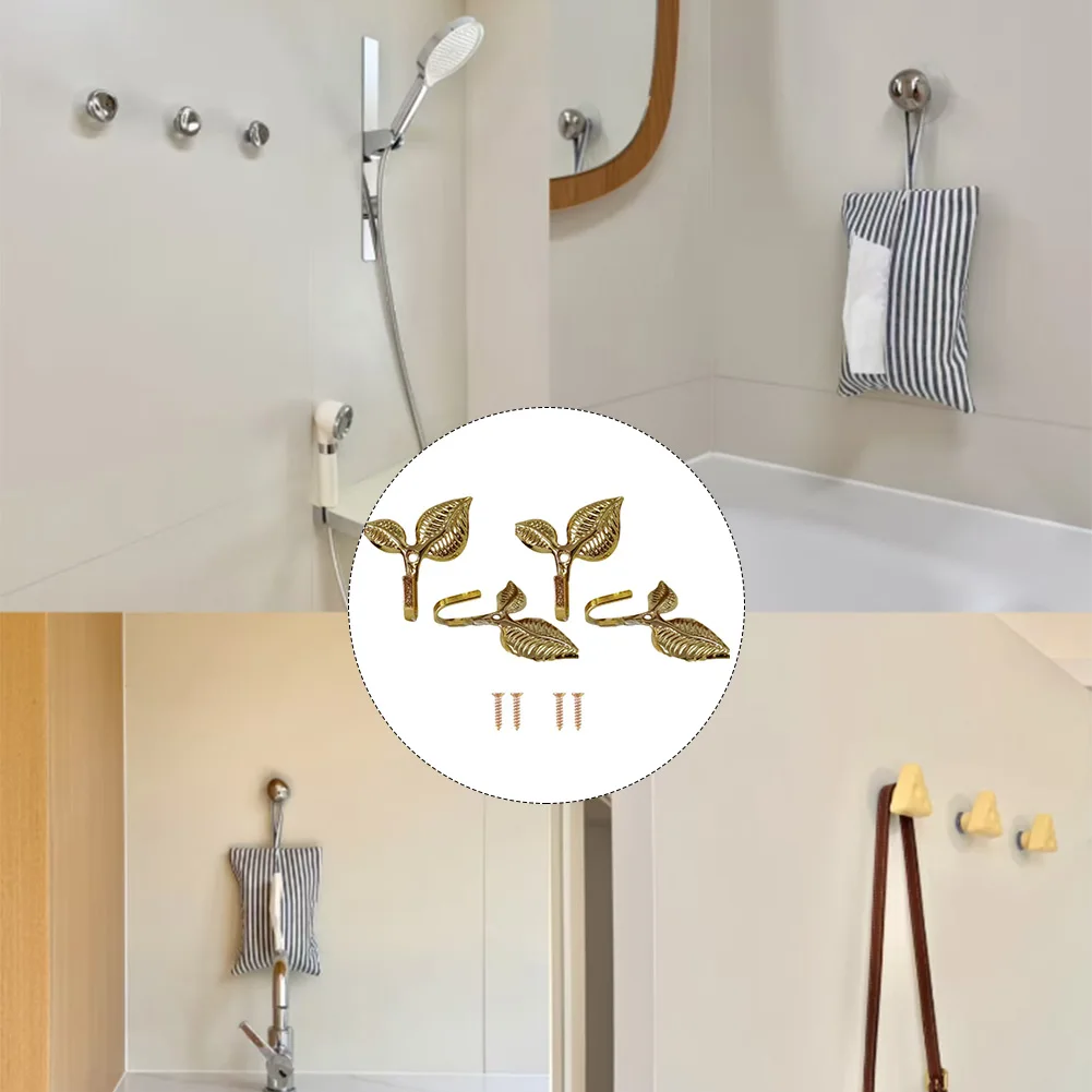 Decorative Wall Hooks For Home Bathroom Towel Hooks Leaf Shape Coat Hooks Unique Leaf Pattern Easy Installation Hardware